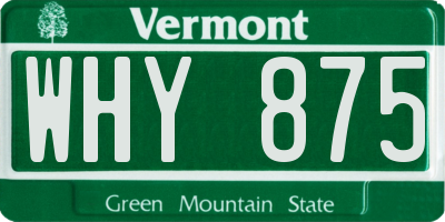 VT license plate WHY875
