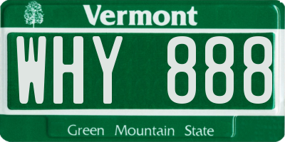 VT license plate WHY888