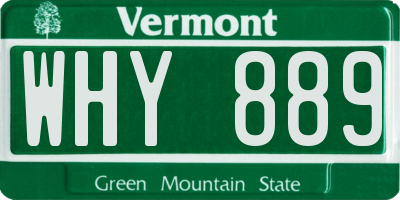 VT license plate WHY889
