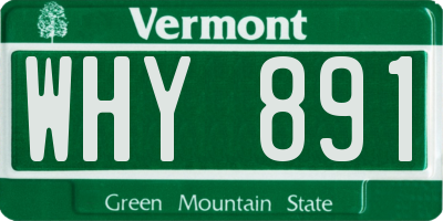 VT license plate WHY891