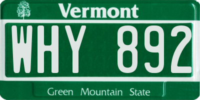 VT license plate WHY892