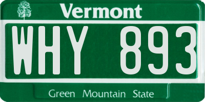 VT license plate WHY893