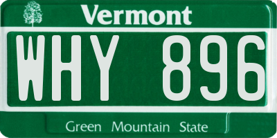 VT license plate WHY896