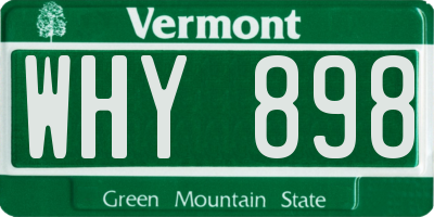 VT license plate WHY898
