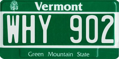 VT license plate WHY902