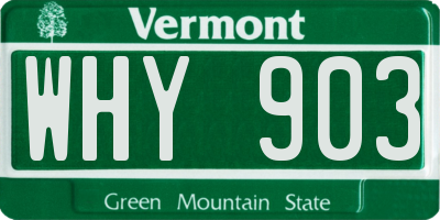 VT license plate WHY903
