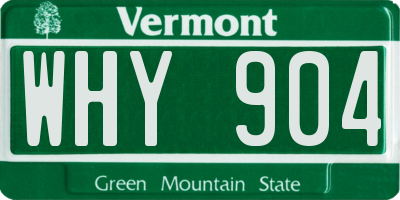 VT license plate WHY904