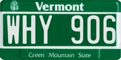 VT license plate WHY906