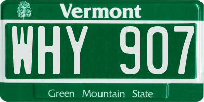 VT license plate WHY907