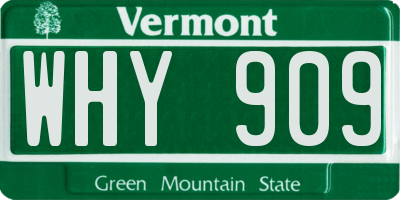 VT license plate WHY909