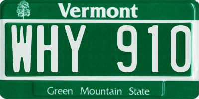 VT license plate WHY910