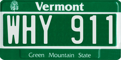 VT license plate WHY911