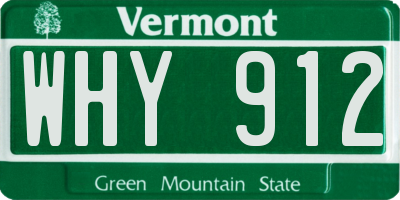 VT license plate WHY912