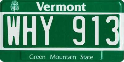 VT license plate WHY913