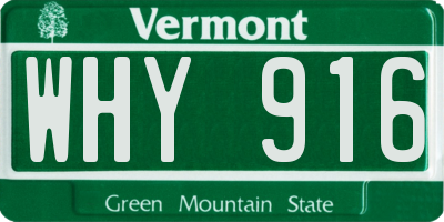 VT license plate WHY916