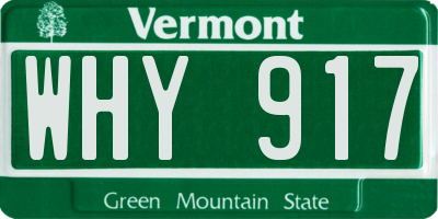 VT license plate WHY917