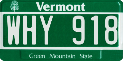 VT license plate WHY918