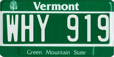 VT license plate WHY919