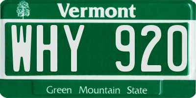 VT license plate WHY920