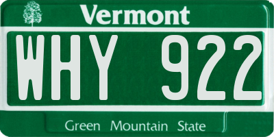 VT license plate WHY922