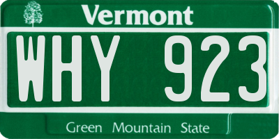 VT license plate WHY923