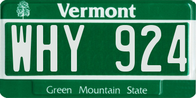 VT license plate WHY924