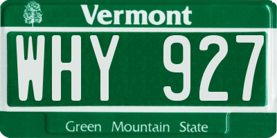 VT license plate WHY927