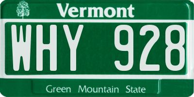 VT license plate WHY928