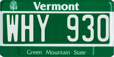 VT license plate WHY930