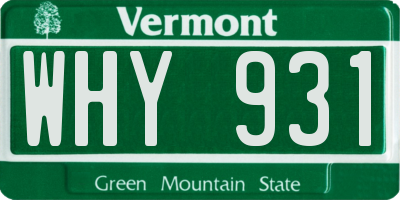 VT license plate WHY931
