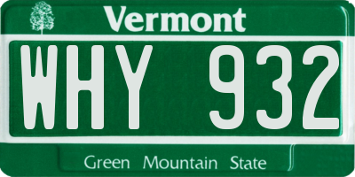 VT license plate WHY932