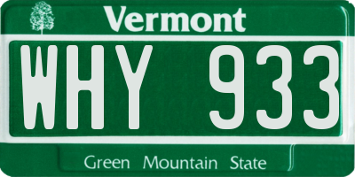 VT license plate WHY933