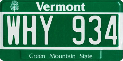 VT license plate WHY934
