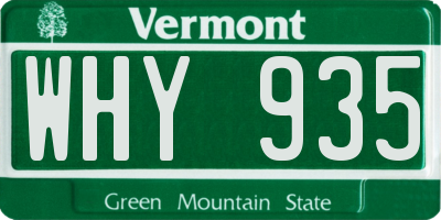 VT license plate WHY935