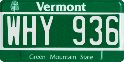 VT license plate WHY936