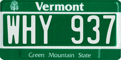 VT license plate WHY937