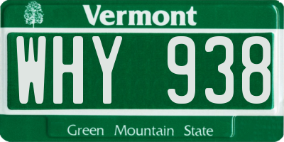 VT license plate WHY938