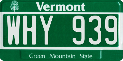 VT license plate WHY939