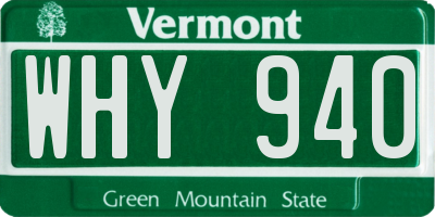 VT license plate WHY940