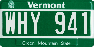 VT license plate WHY941