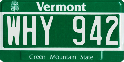VT license plate WHY942