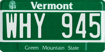 VT license plate WHY945
