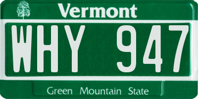 VT license plate WHY947