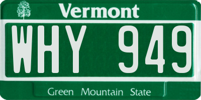 VT license plate WHY949