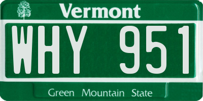 VT license plate WHY951