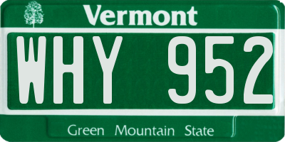 VT license plate WHY952