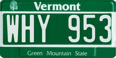 VT license plate WHY953
