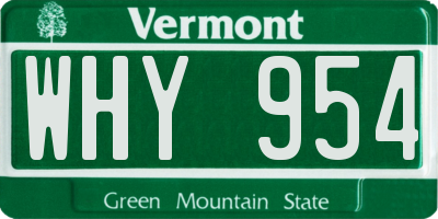 VT license plate WHY954