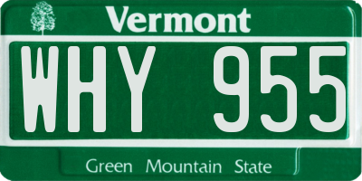 VT license plate WHY955