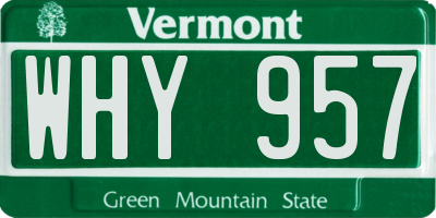 VT license plate WHY957